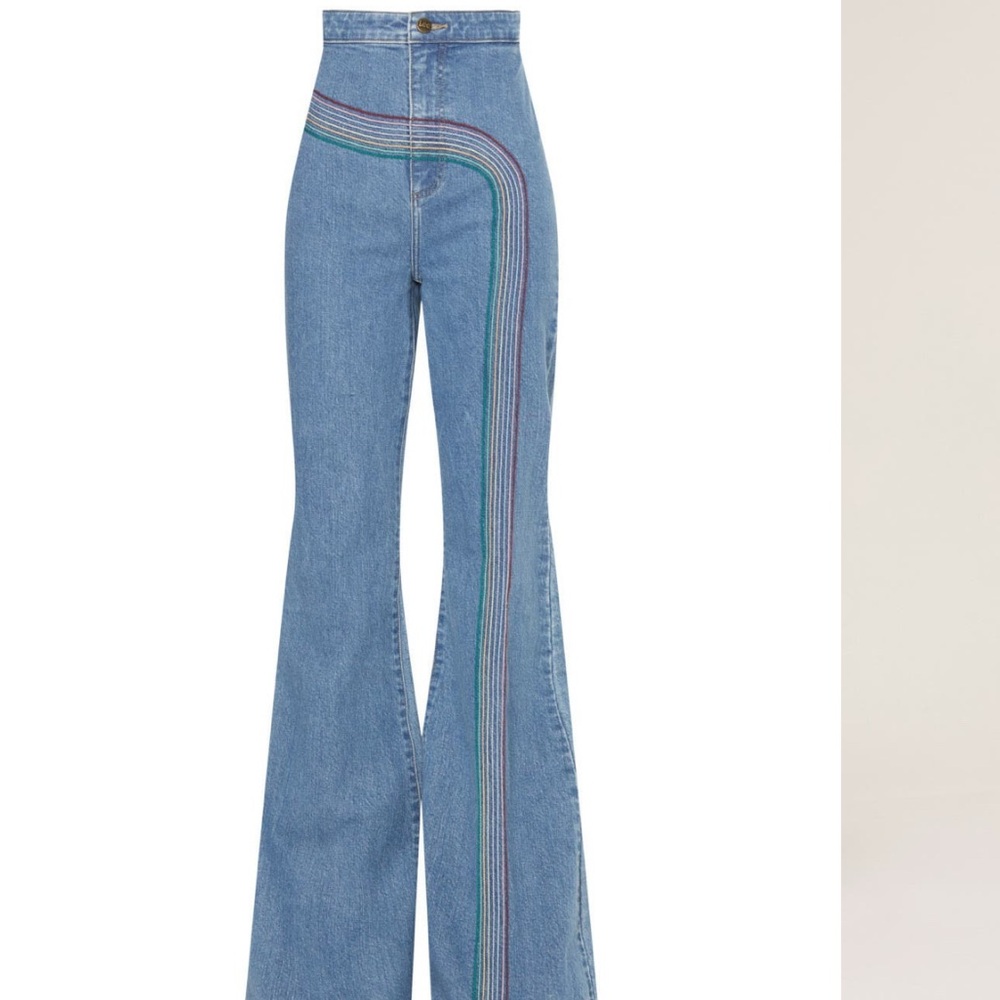 Lee Retro High-Rise Flared Jeans with Rainbow Stripe